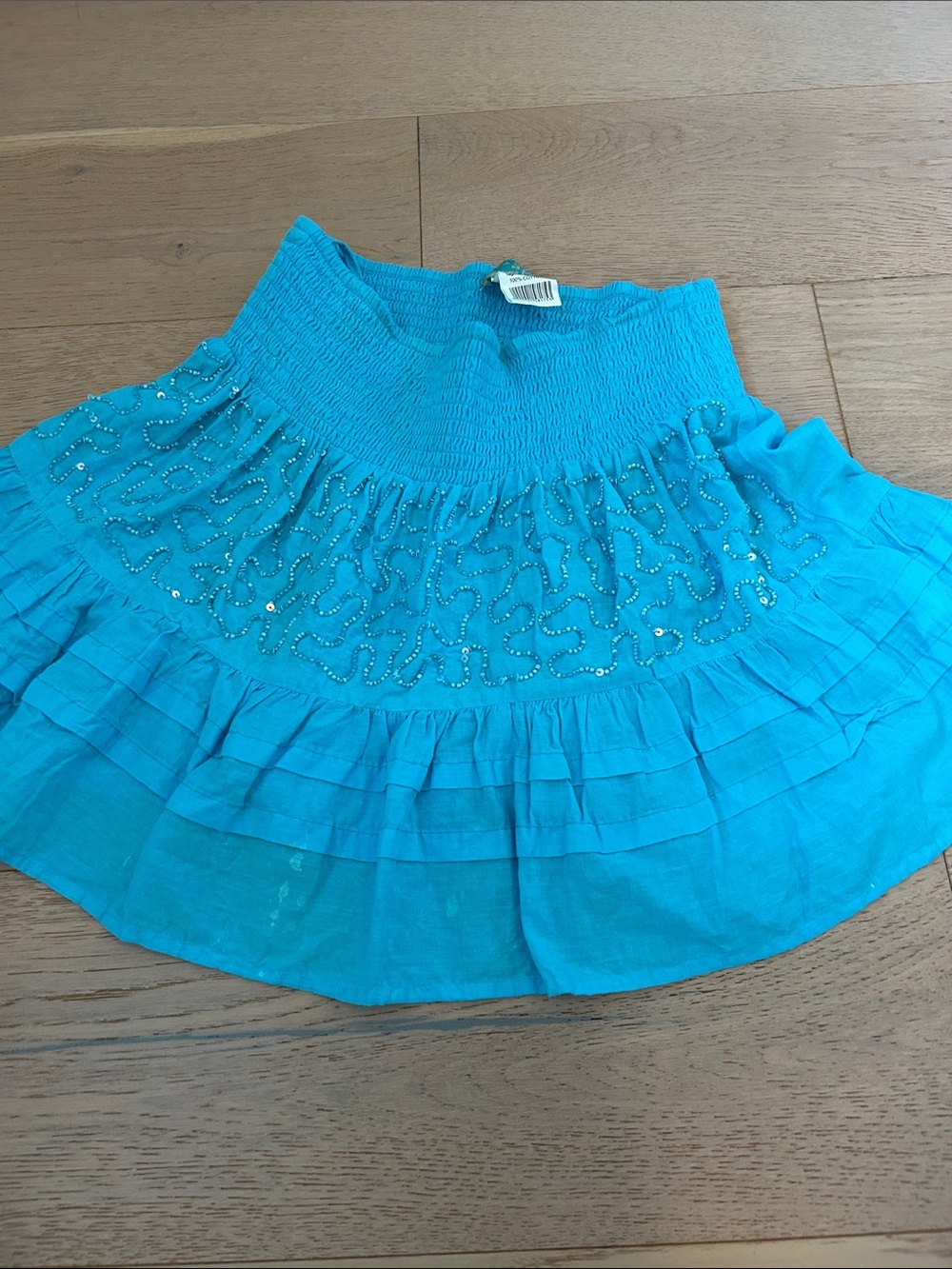 Teal - light blue beaded flowy skirt
